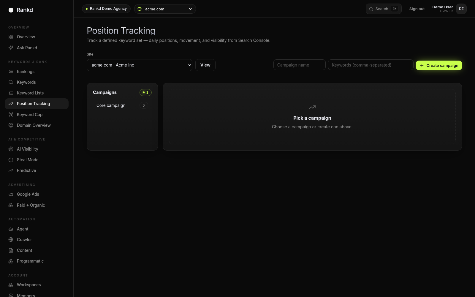 Rankd Position Tracking