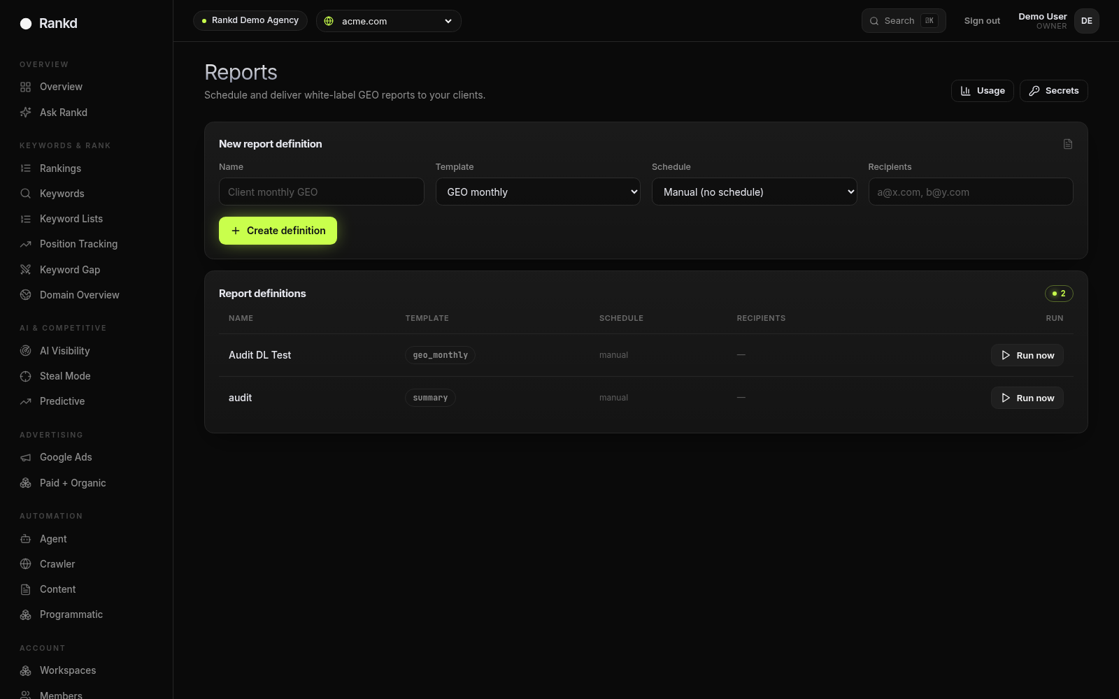 Rankd Reporting